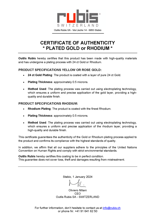 Rubis Certificate Authenticity Plated Gold Rhodium Eng (1)